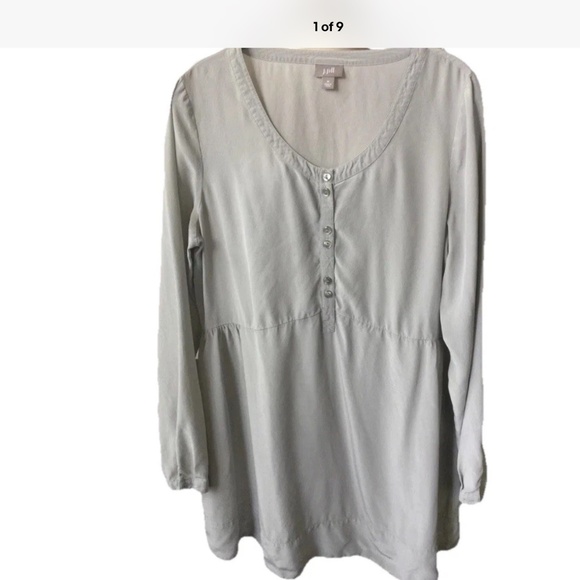 J Jill Washable Silk Tunic Top  Sz 3X Light Gray Long Sleeve w/hidden pockets! - Picture 1 of 7